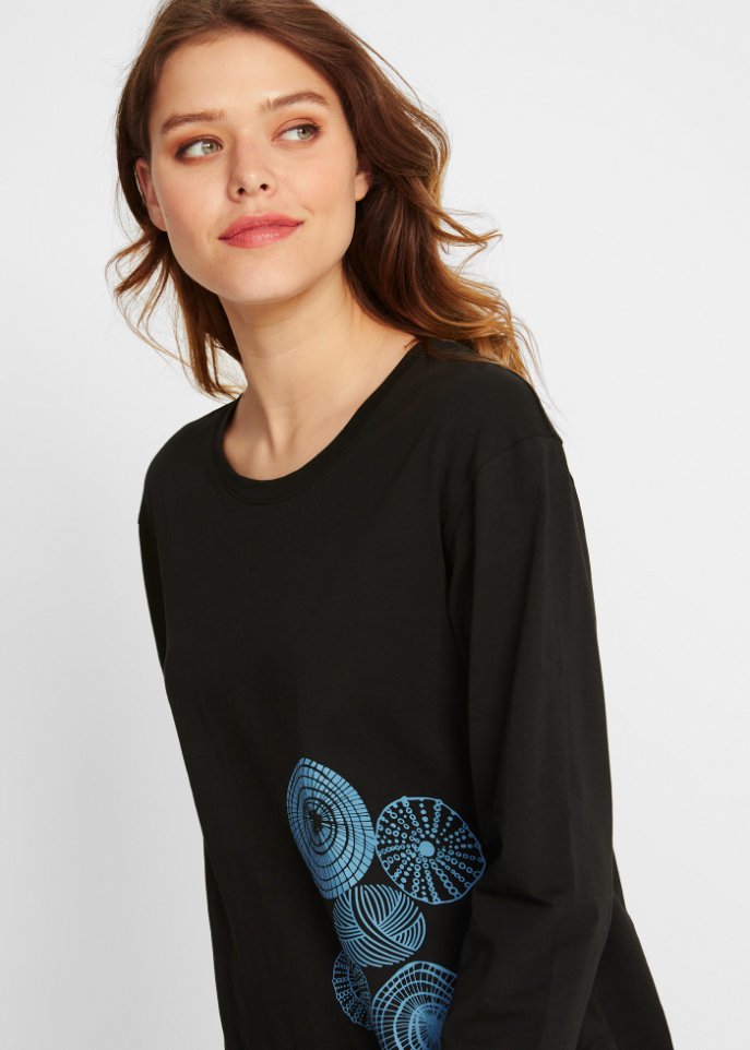 O-Shape Baumwoll-Longshirt bedruckt