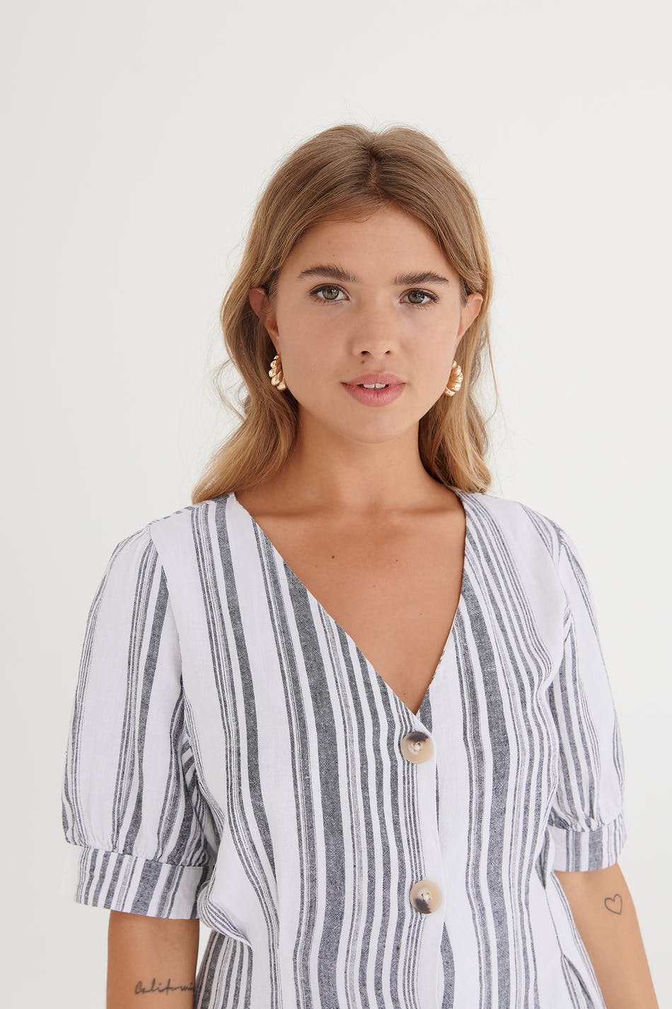 Lo button down linen dress