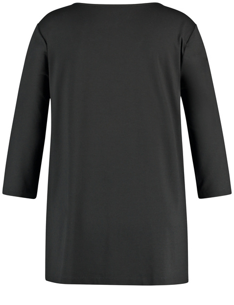 Ausgestelltes 3/4 Arm Shirt mit Material-Mix