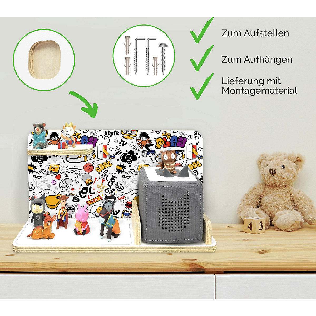 Regal für Musikbox Graffiti, klein - geeignet für Toniebox