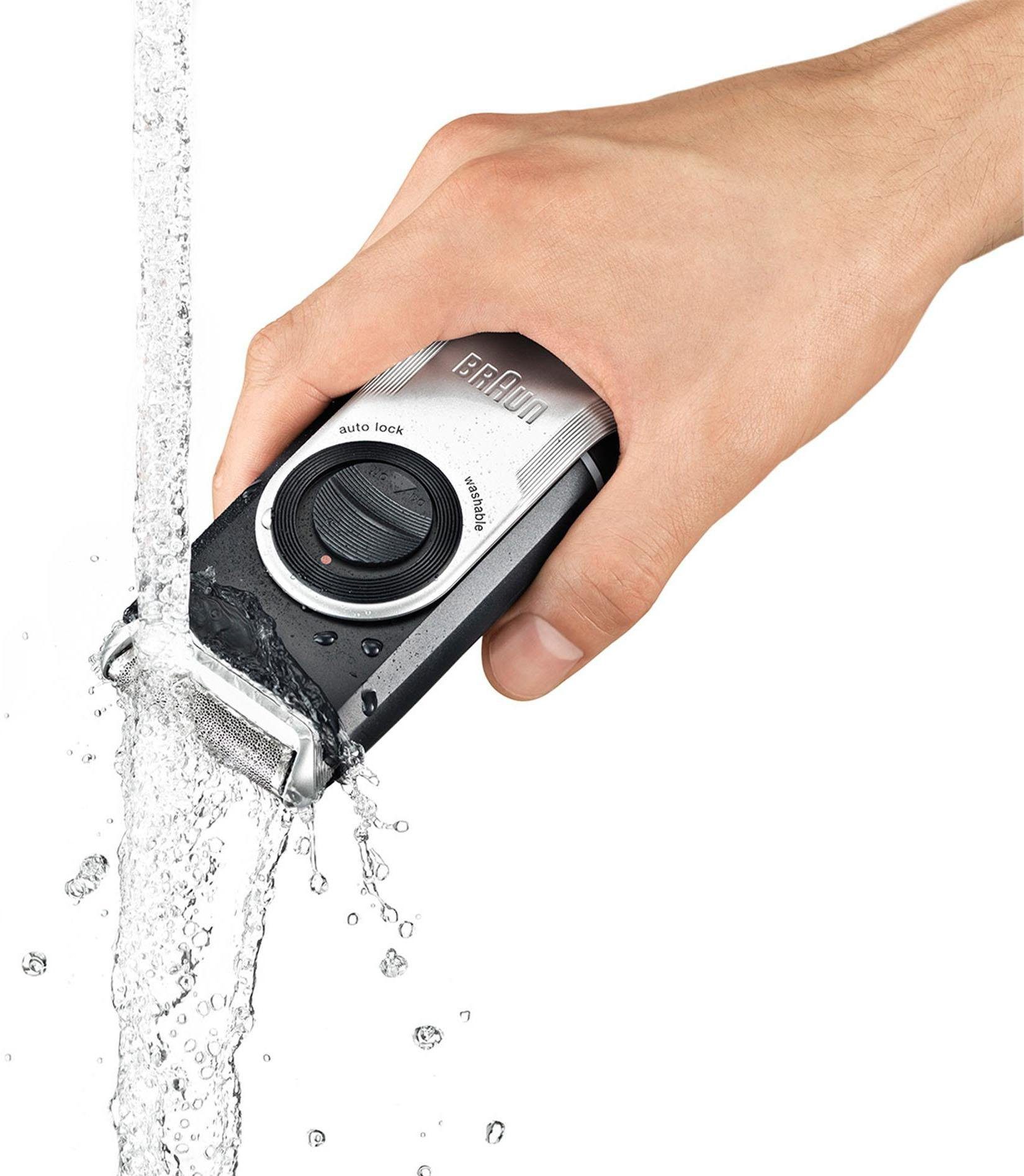 Braun Elektrorasierer M90, Langhaartrimmer, PocketGo MobileShave Reiserasierer