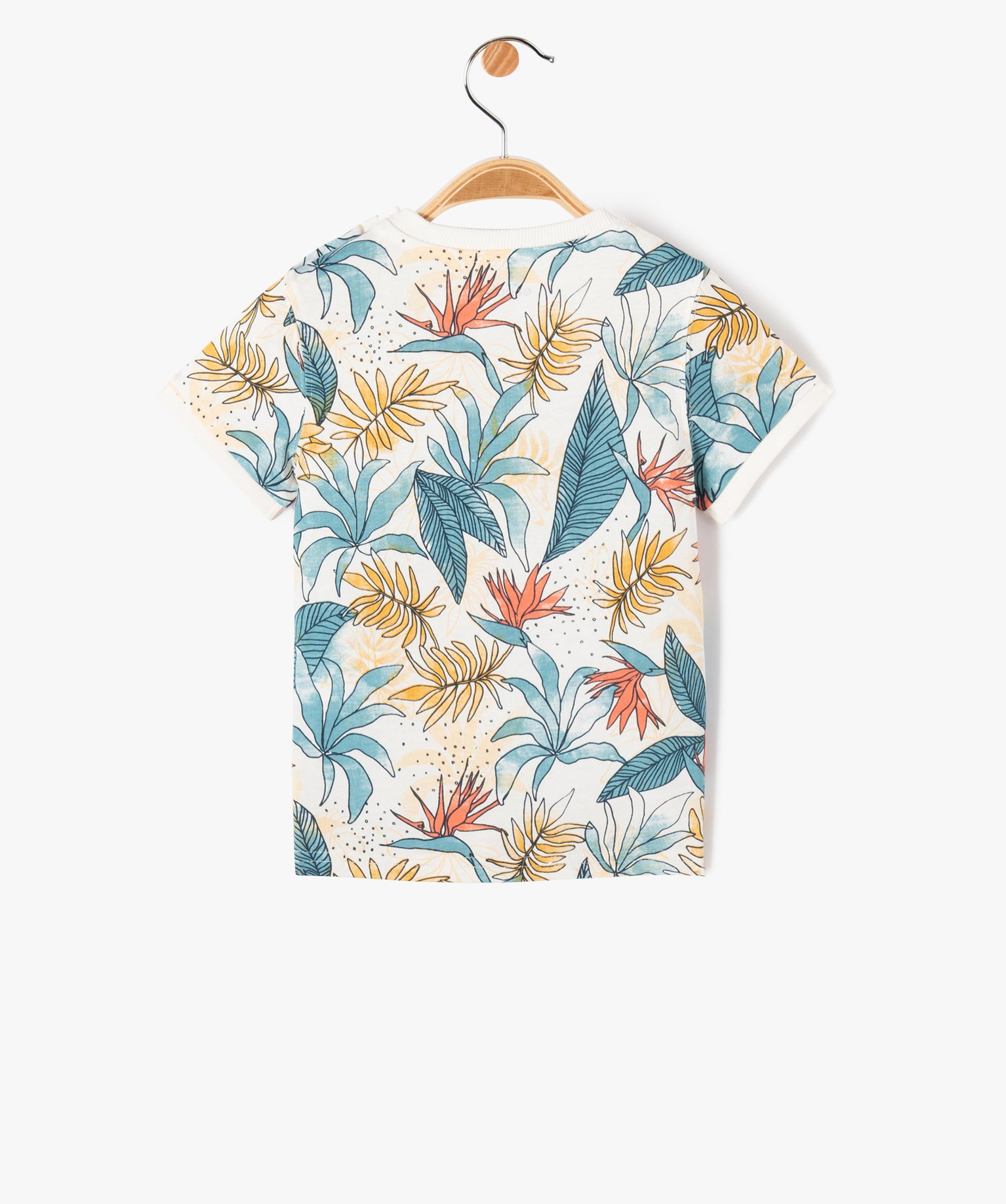 Tee-shirt manches courtes imprimé feuillage bébé Garçon ecru | GEMO