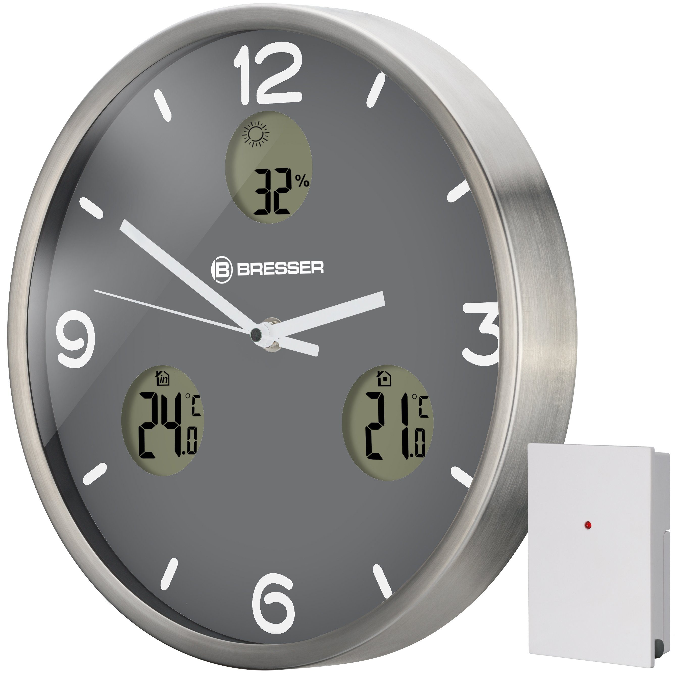 BRESSER Wanduhr MyTime io NX Funk-Wanduhr mit Thermometer und Hygr