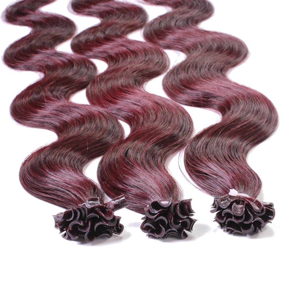 hair2heart Extensions à chaud bonding cheveux naturels #99j Bourgogne 1g extensions
