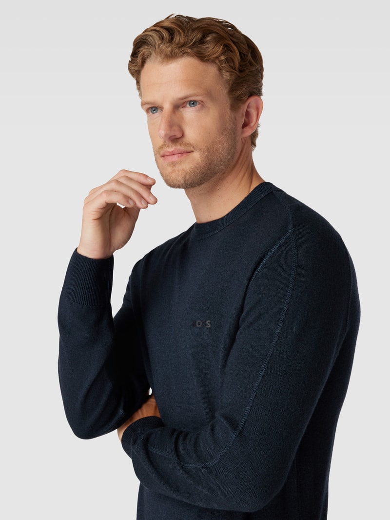 Strickpullover mit Label-Detail Modell 'Astefe' in blau