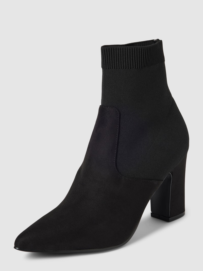 Stiefeletten mit elastischem Schaft und Blockabsatz in schwarz