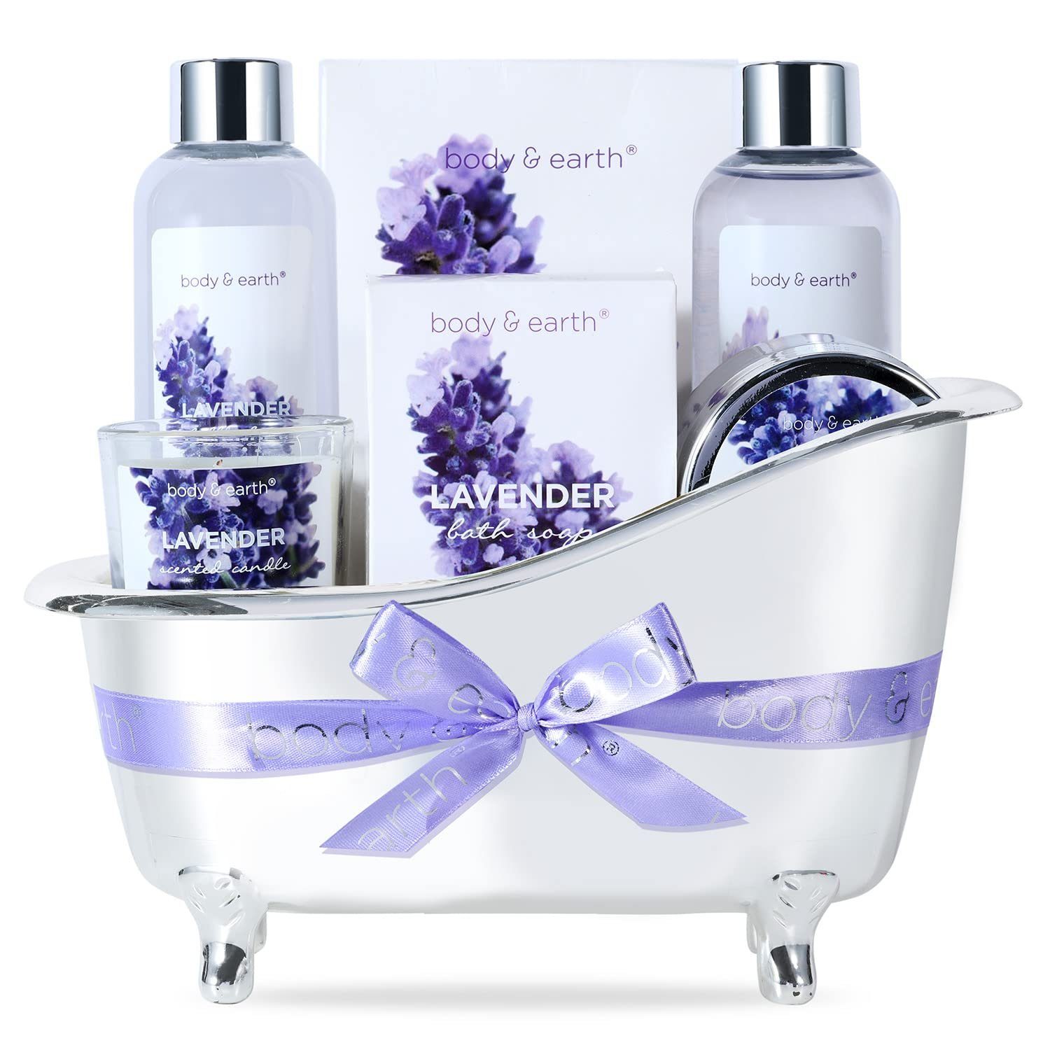 Spa luxetique Pflege-Geschenkset Lavendel Spa Wellness Set, 7-tlg., Beauty Set, Badeset Frauen Geschenk, Geburtstagsgeschenk für Frauen