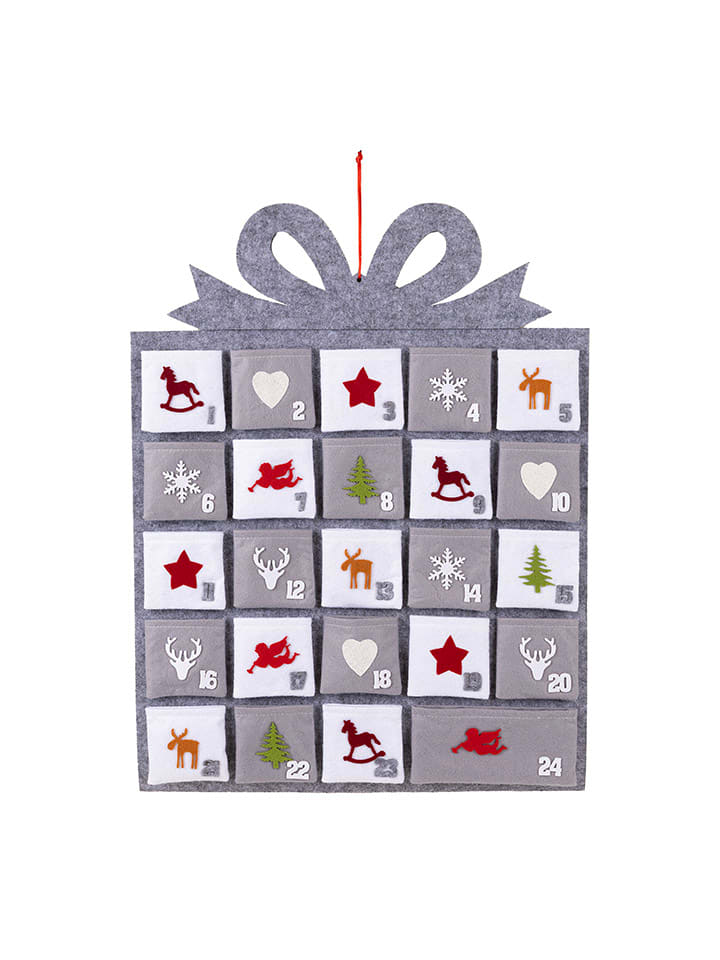 Profiline Adventskalender in Grau/ Weiß/ Rot - (B)49,5 x (H)52 cm günstig kaufen onesize