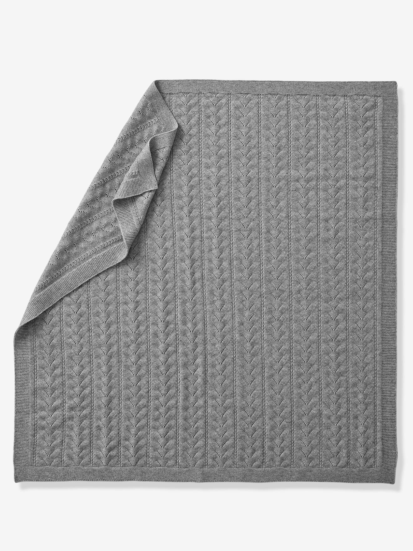 Vertbaudet Baby Strickdecke - grau meliert