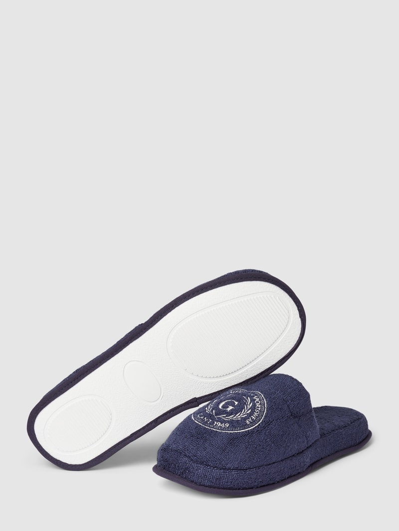 Hausschuhe mit Label-Stitching Modell 'CREST' in marineblau