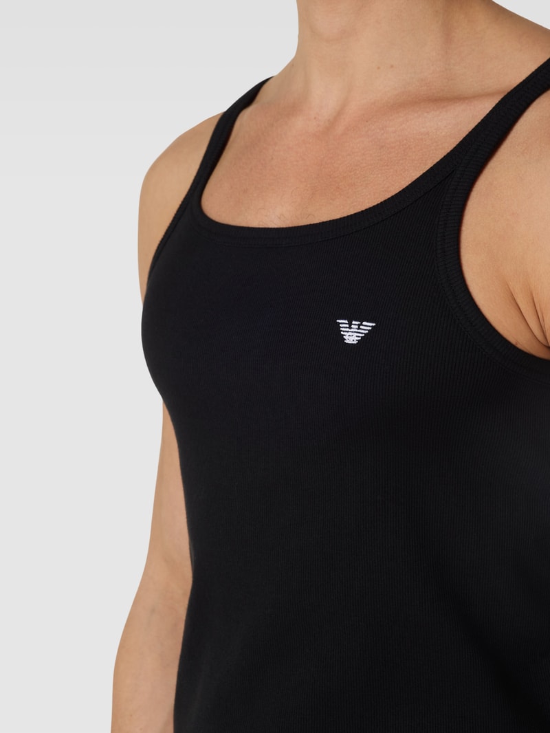 Top mit Logo-Stitching in schwarz