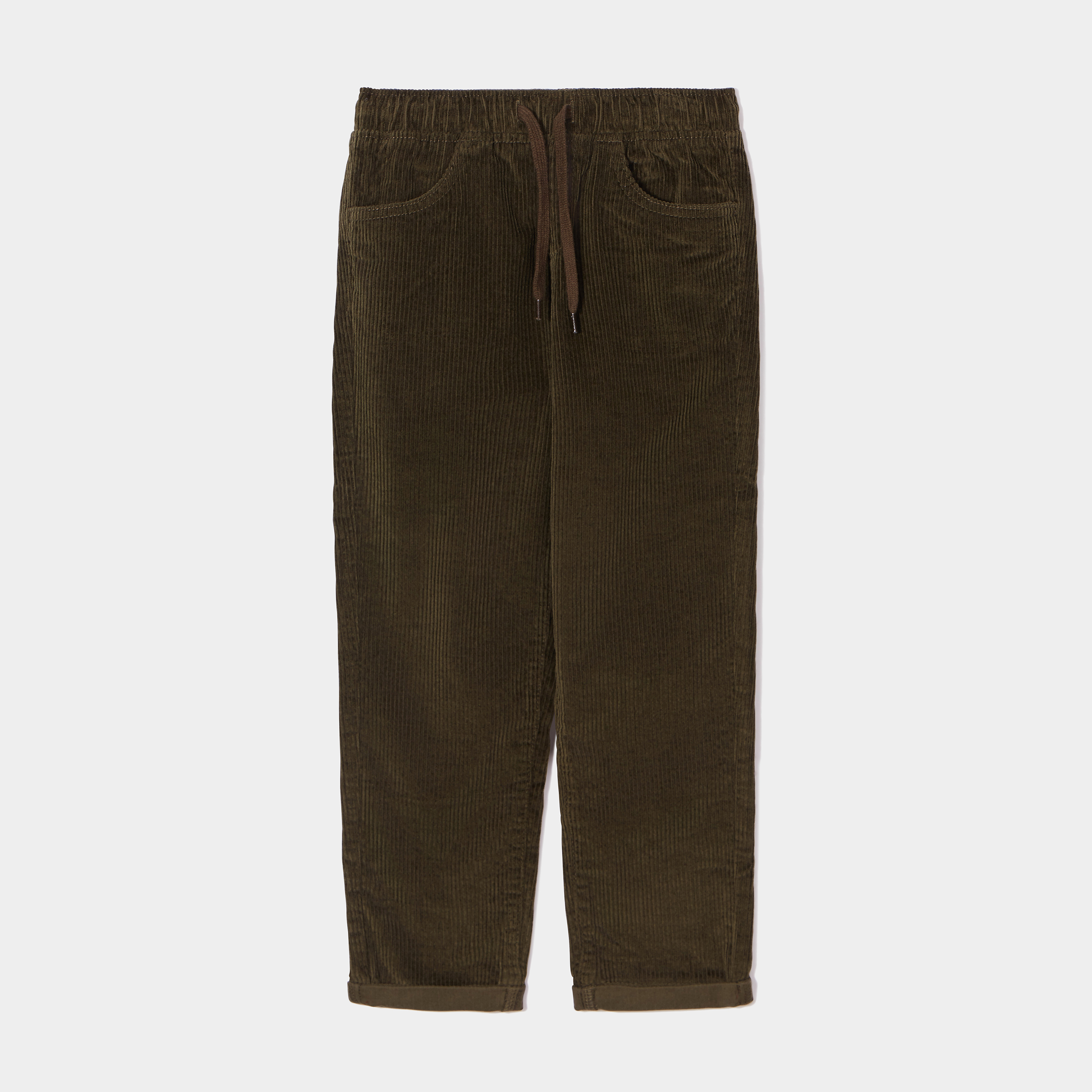 Pantalon droit velours vert kaki garçon | La Halle