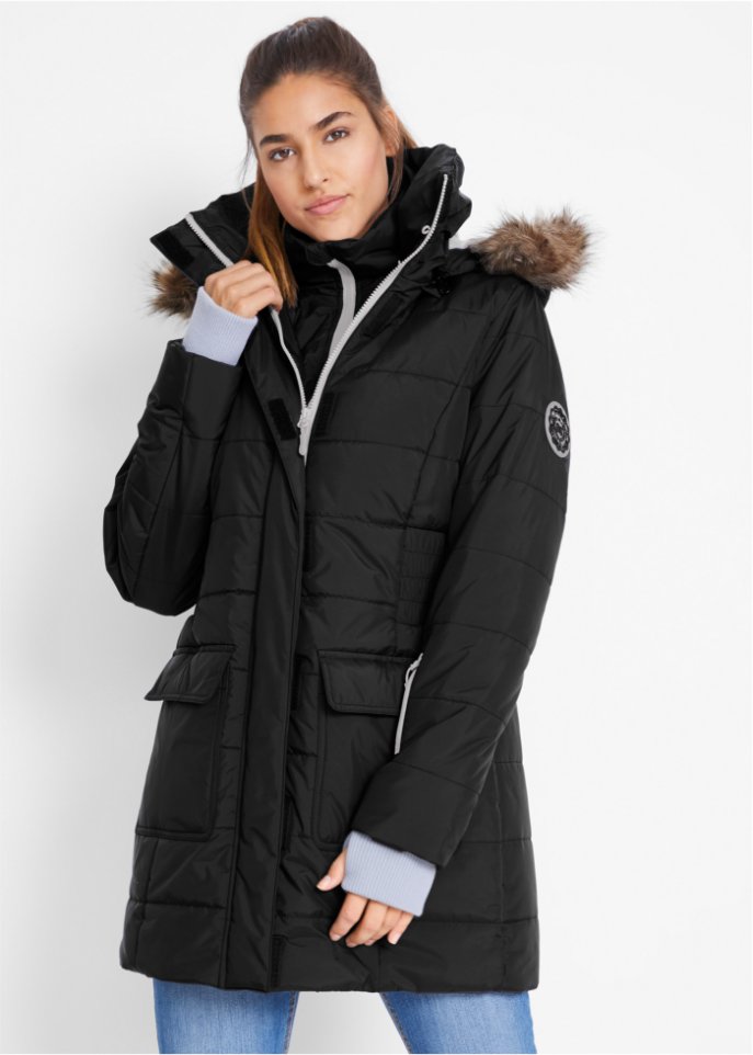 Funktions-Longjacke in 2-in-1-Optik, gesteppt
