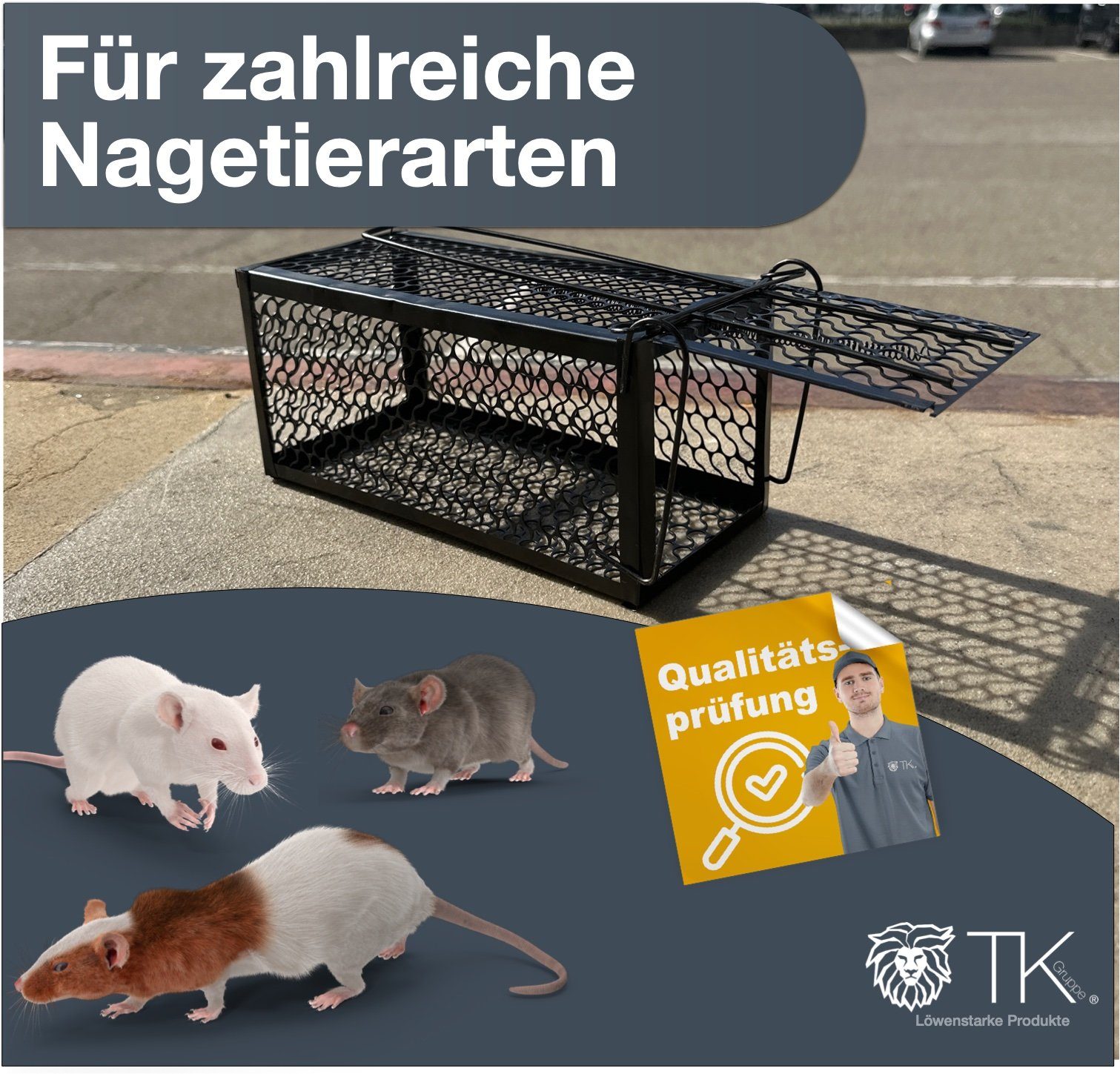 TK Gruppe Lebendfalle 1x Mausefalle Rattenfalle lebend - 25 cm Käfigfalle wiederverwendbar