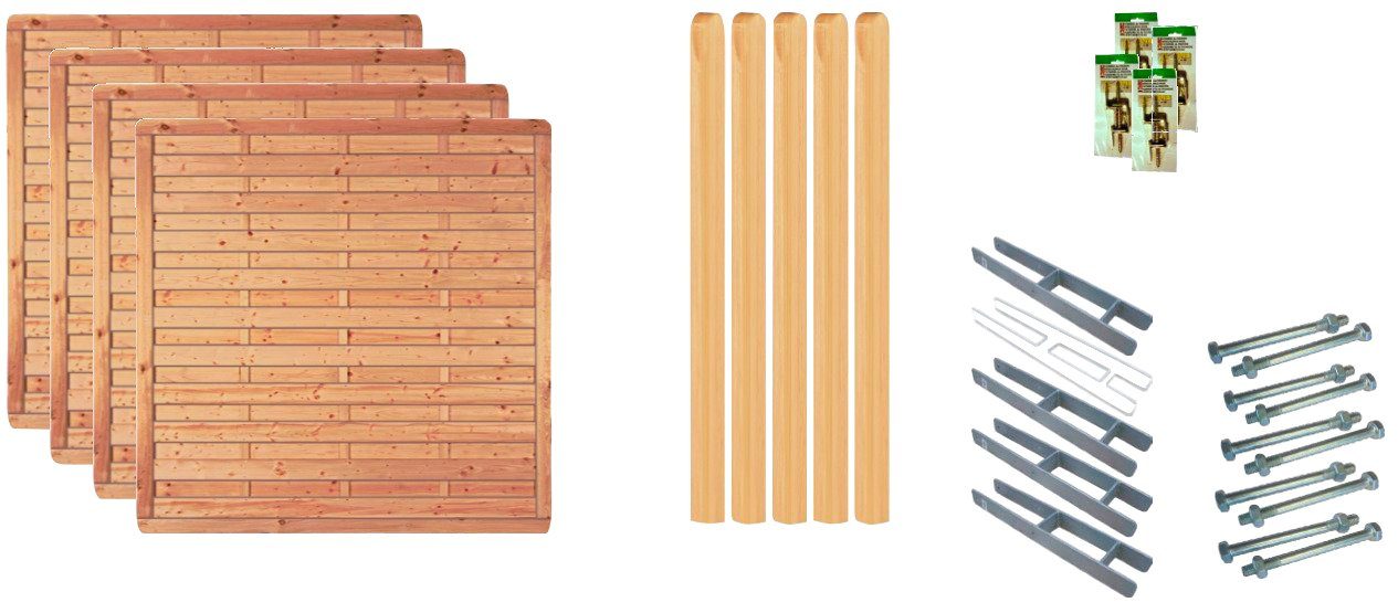 Tetzner & Jentzsch Dichtzaun Atlanta 2, (Set), 4 Elemente, LxH: 765x180 cm