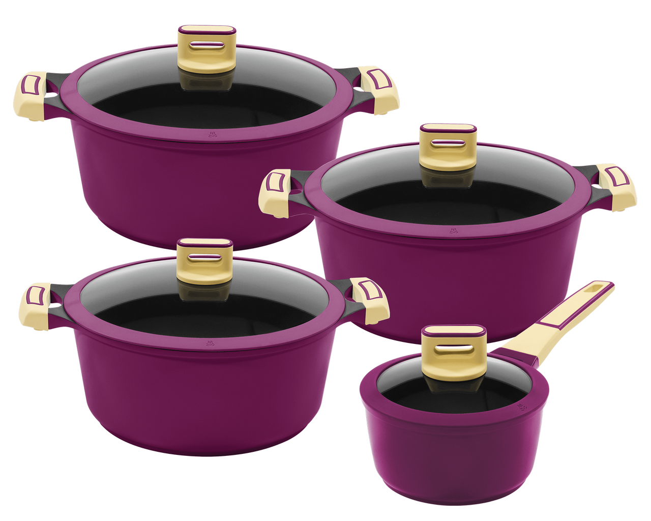 KING 8tlg. Kochtopfset GOURMET AUBERGINE