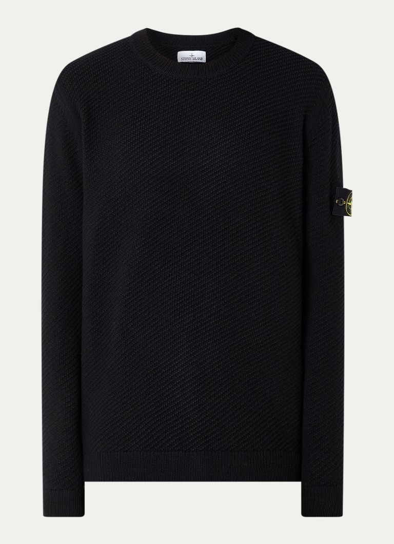 Πουλόβερ Stone Island 531B6 από χοντρό πλεκτό μαλλί με λογότυπο