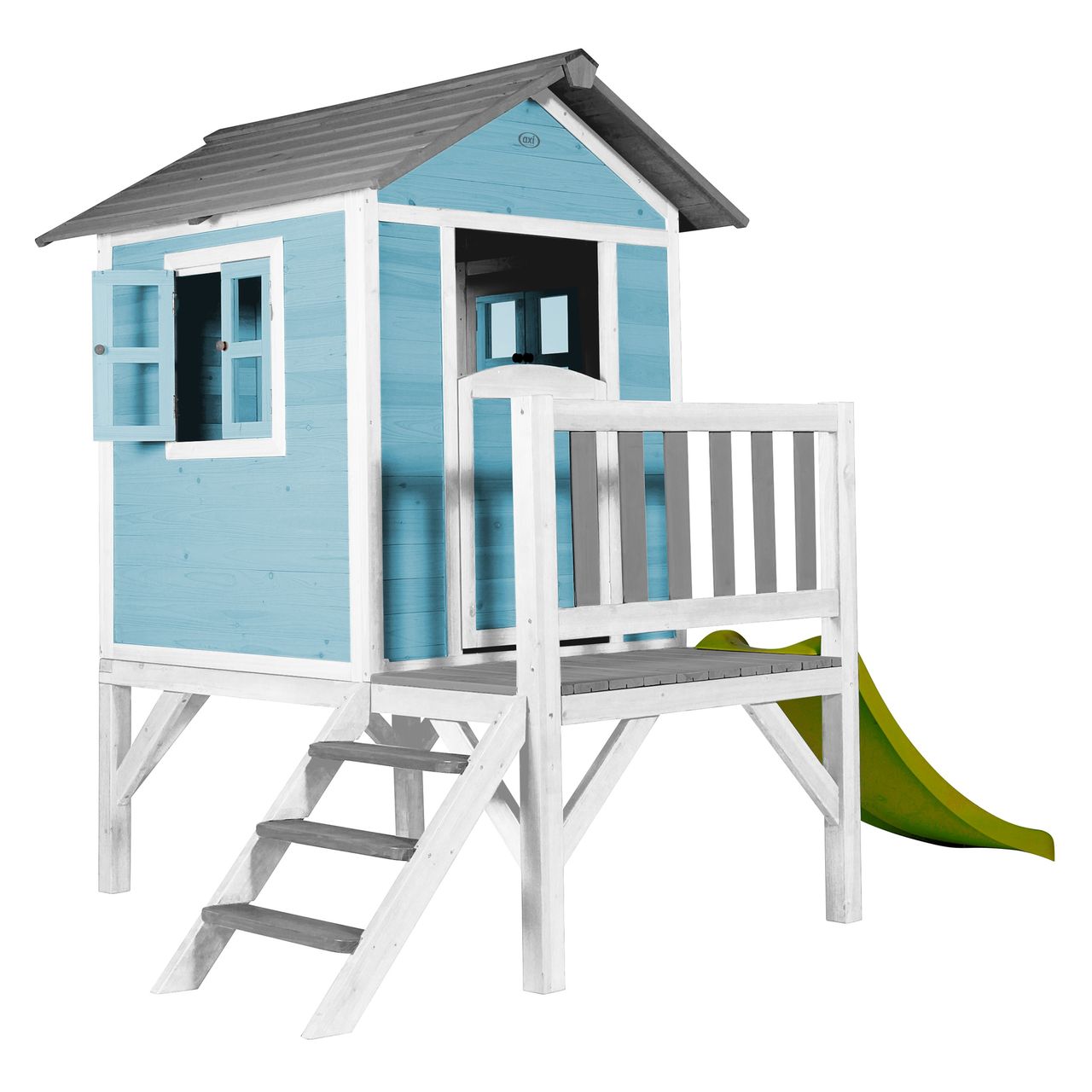 AXI Lodge XL Spielhaus Karibisches Blau - Lindgrüne Rutsche