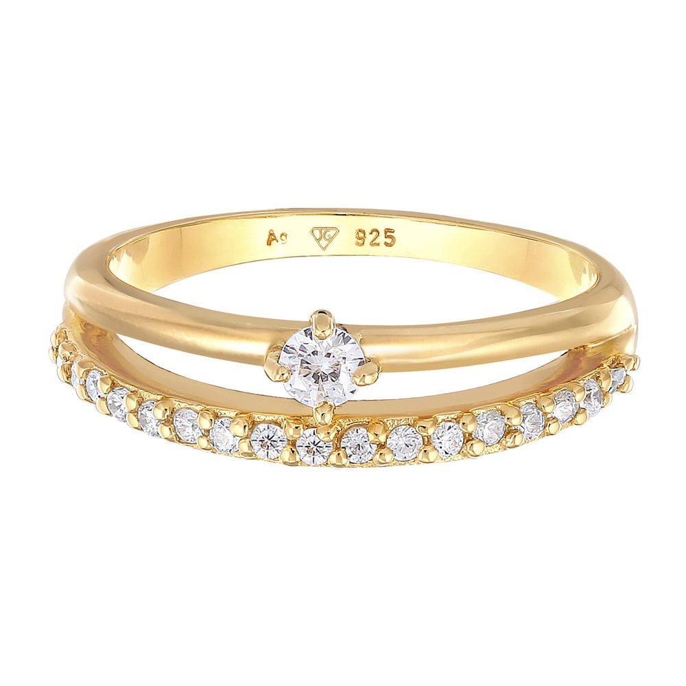 Elli Elli Bague Femmes Bague de fiançailles Solitaire Étincelant avec Cristaux de Zirc Bague
