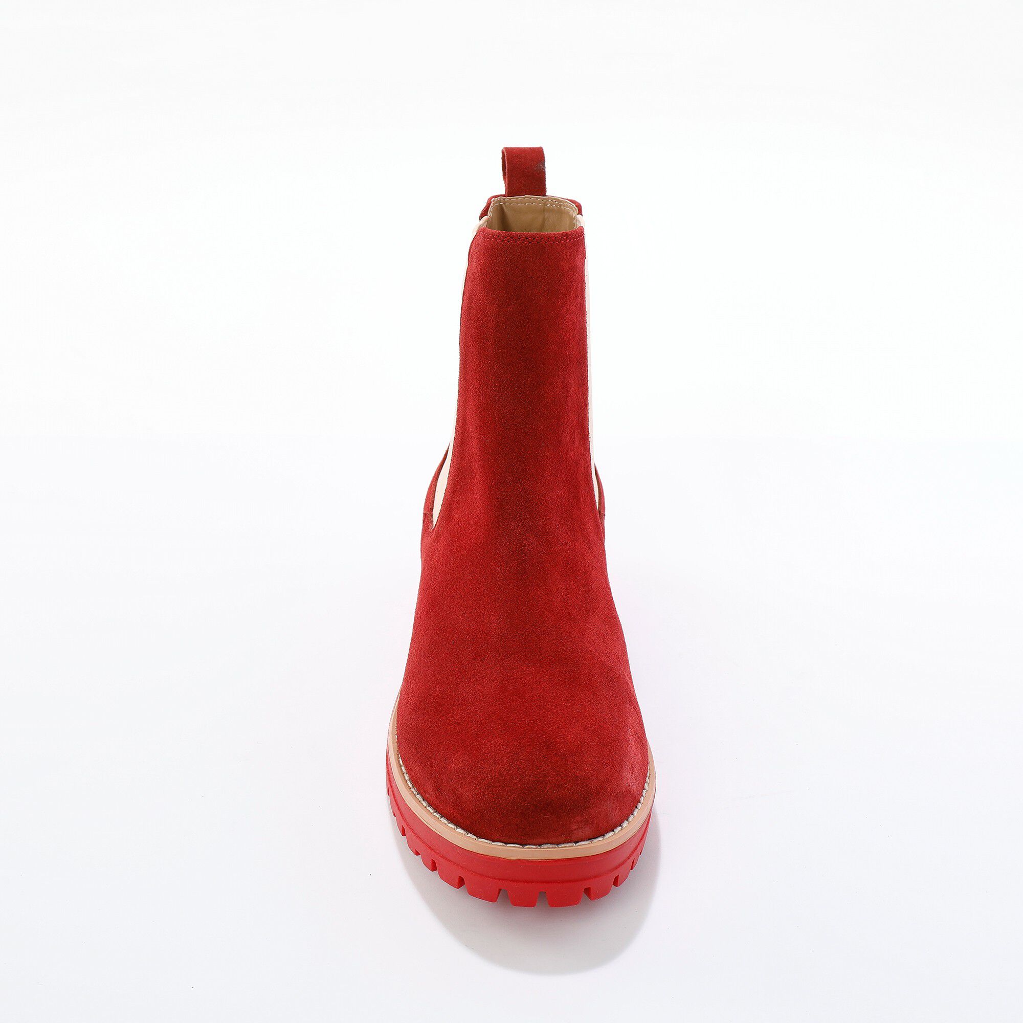 Boots chelsea croûte de cuir, semelle crantée épaisse