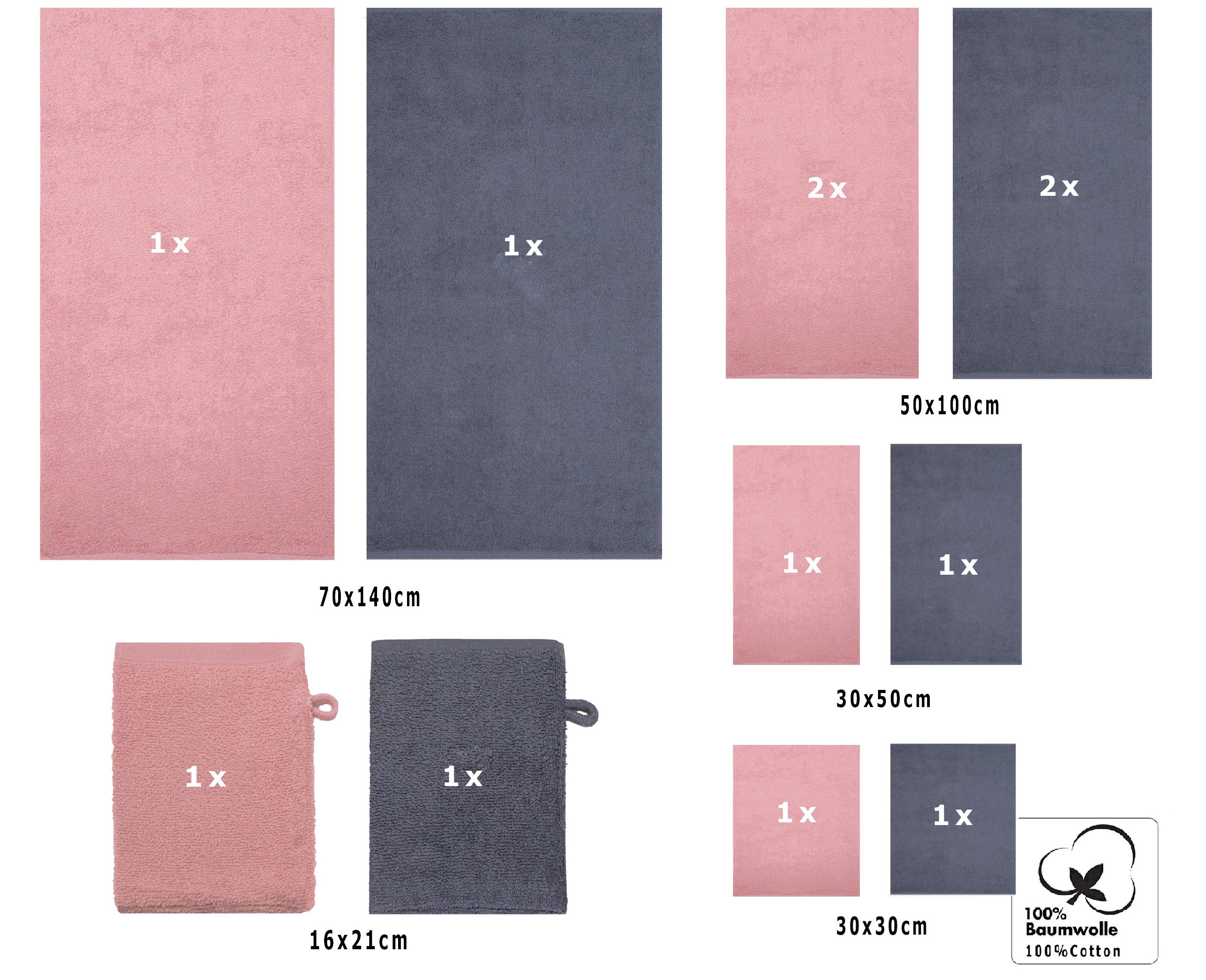 Betz Handtuch Set 12 TLG. Handtuch Set BERLIN Farbe lotus - dunkelgrau, 100% Baumwolle