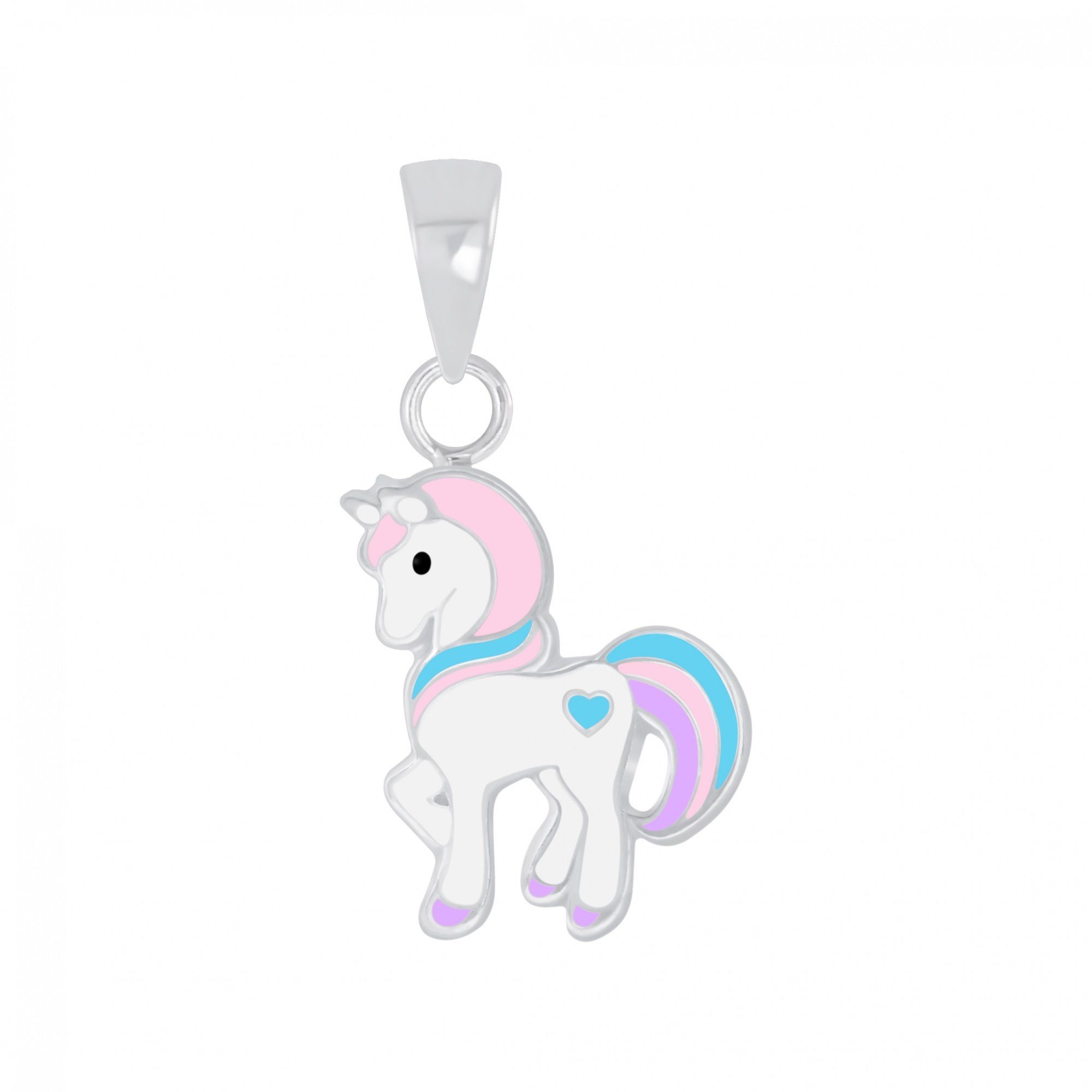ALEXANDER YORK Schmuckset EINHORN HERZ hellrosa, 4-tlg., 925 Sterling Silber
