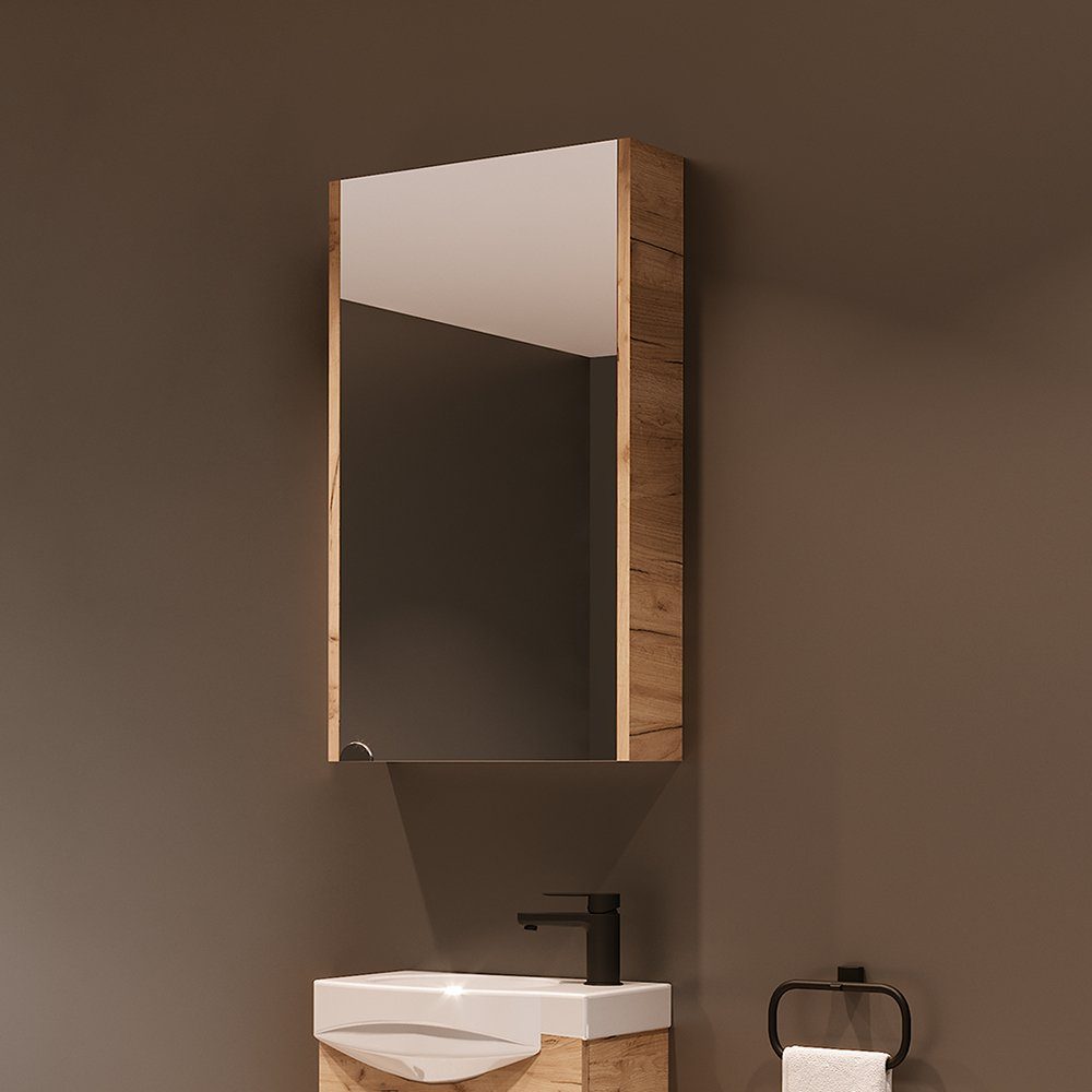 Planetmöbel Badmöbel-Set Waschtischunterschrank mit Spiegelschrank 40cm, (Komplett-Set, 3-St)