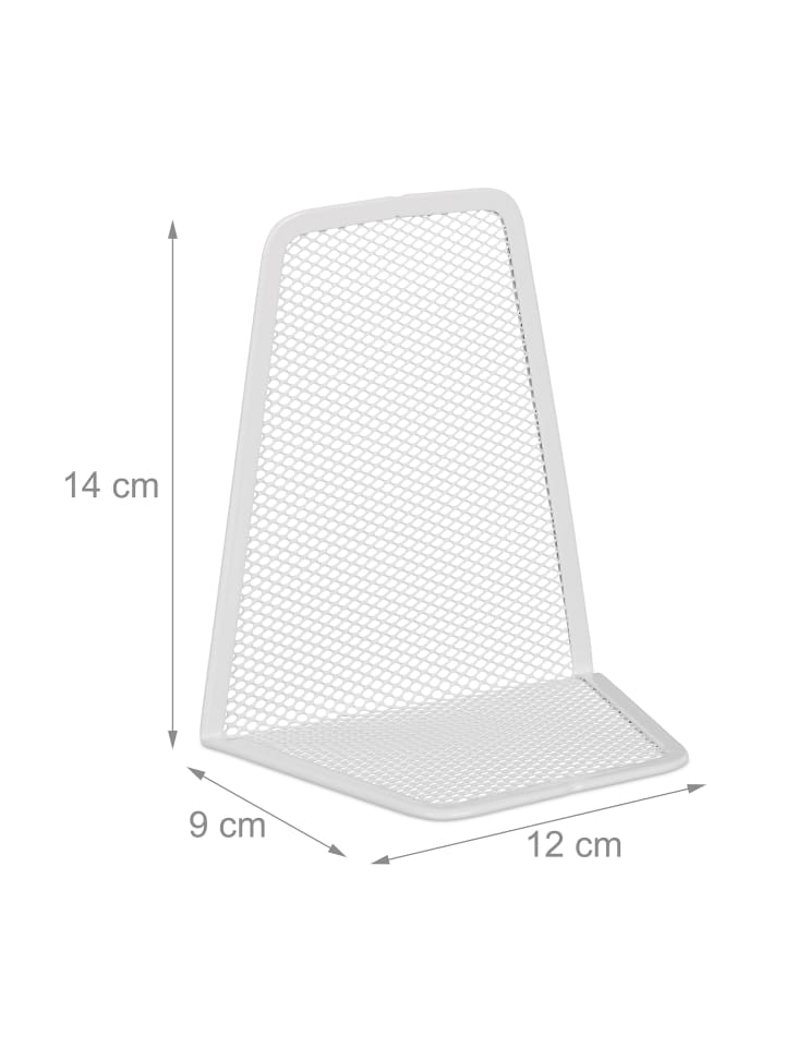 relaxdays 2 x Buchstütze in Weiß - (B)9 x (H)14 x (T)12 cm günstig kaufen onesize