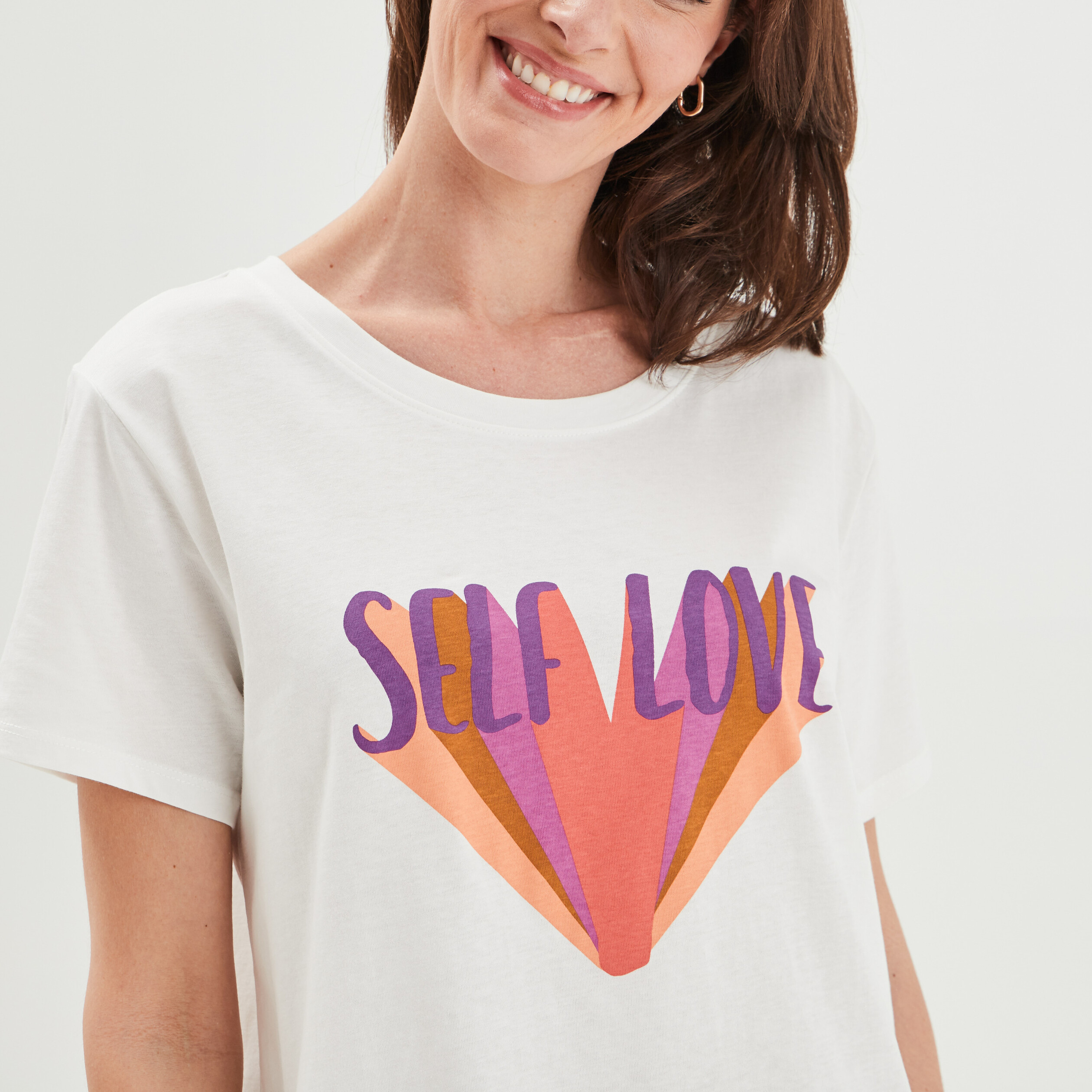 T-shirt manches courtes blanc femme | La Halle