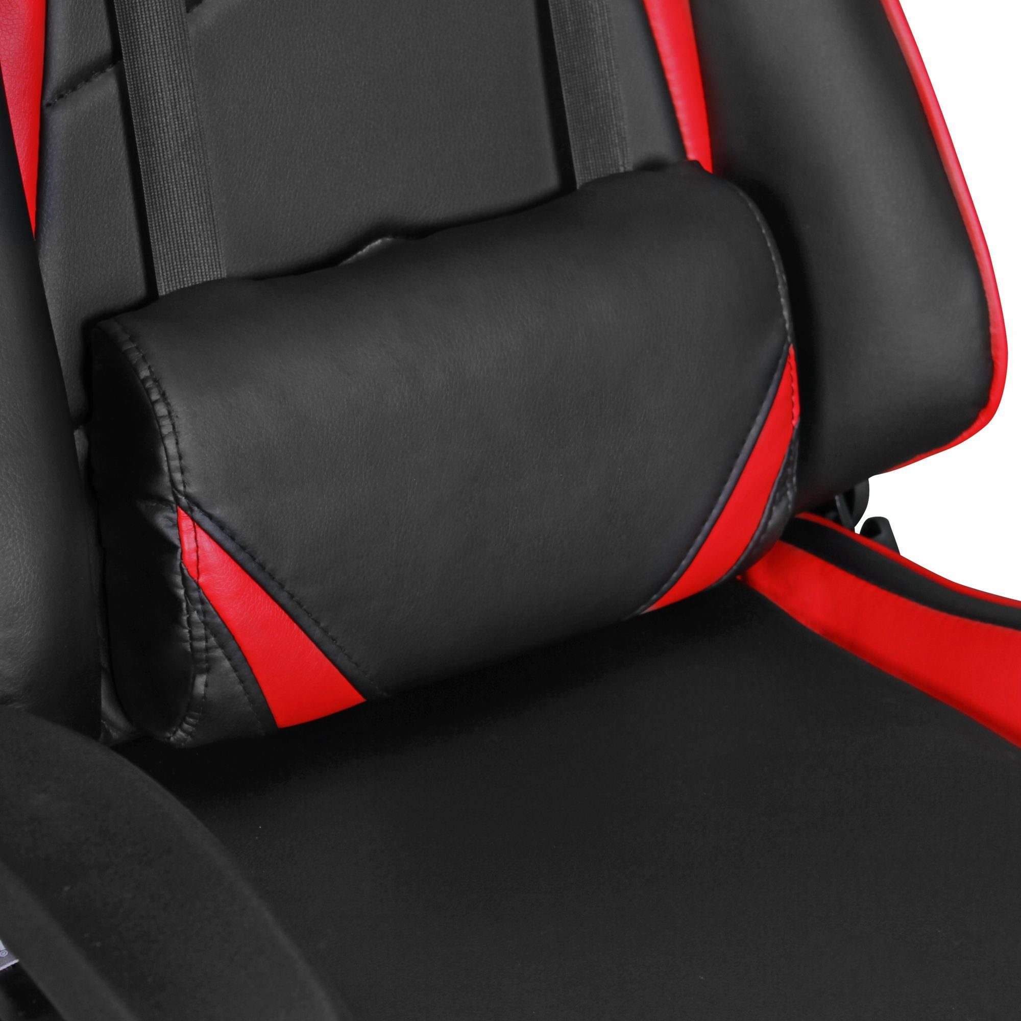 FINEBUY Gaming Chair SuVa6259_1 (Kunstleder Schwarz / Rot Schreibtischstuhl Drehbar), Bürostuhl Chefsessel Racing, Drehstuhl Sport Optik