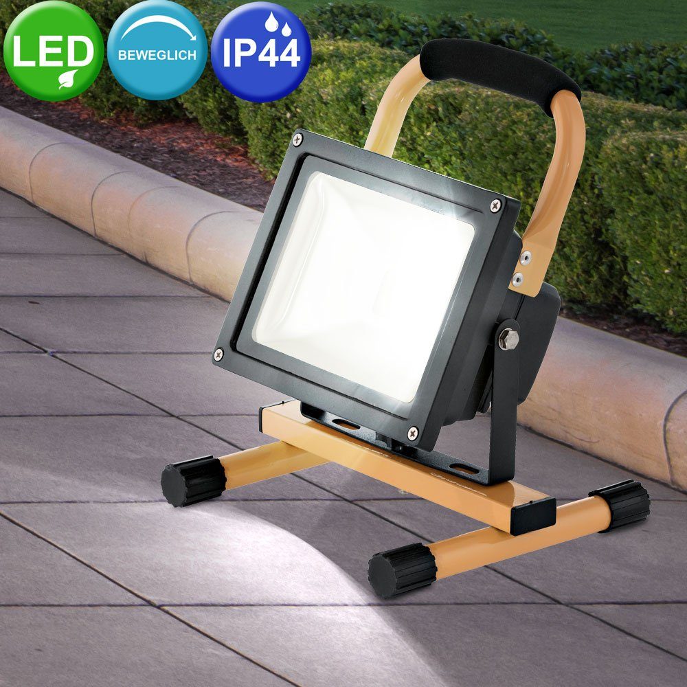 EGLO Baustrahler, LED-Leuchtmittel fest verbaut, Kaltweiß, Tageslichtweiß, 20 Watt LED Außen Steh Stand Leuchte IP44 beweglich Bau Strahler