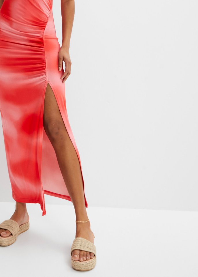 Jerseykleid mit Raffung und Cut-Outs