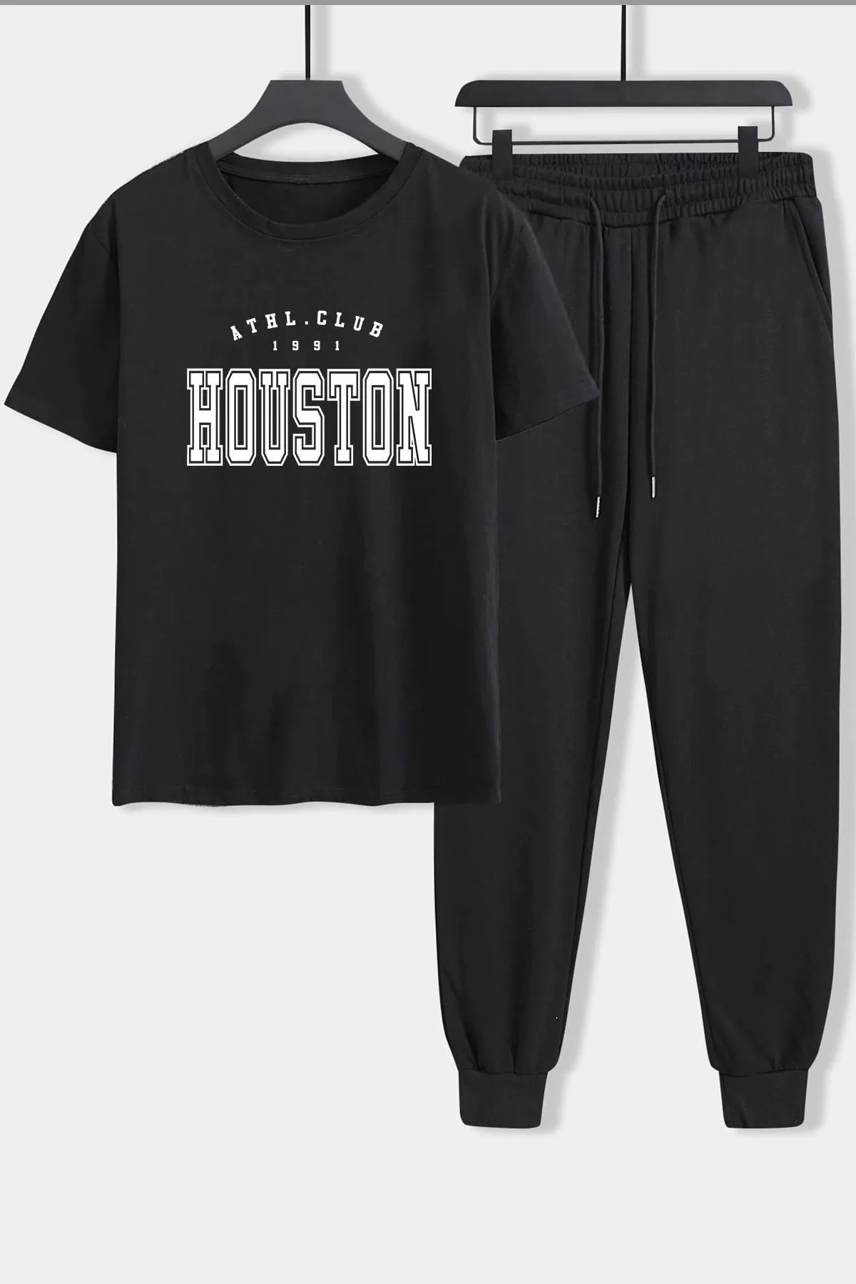 uyguntarz  Zweiteiliges Unisex-Trainingsanzugset mit Houston-Aufdruck
