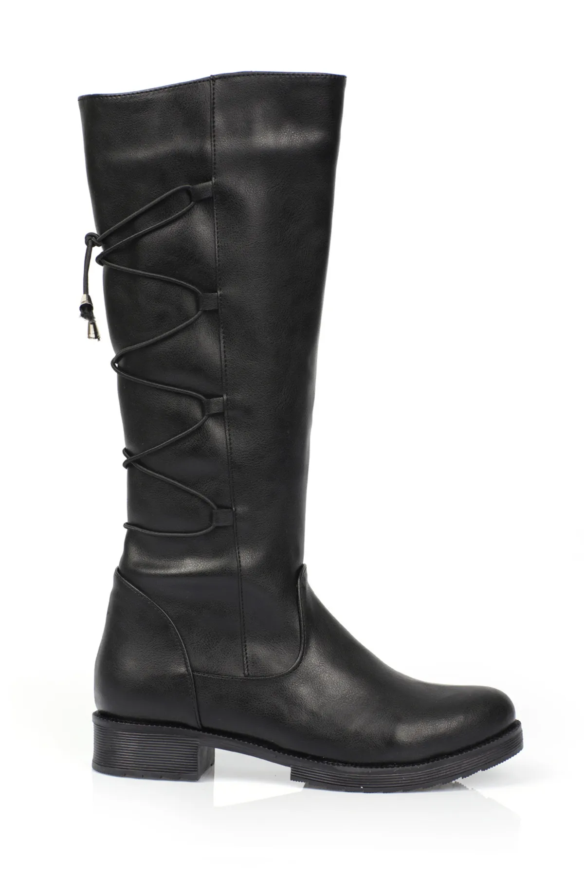 Capone Outfitters  Damenstiefel mit durchgehender Schnürung und seitlichem Reißverschluss unterhalb des Knies