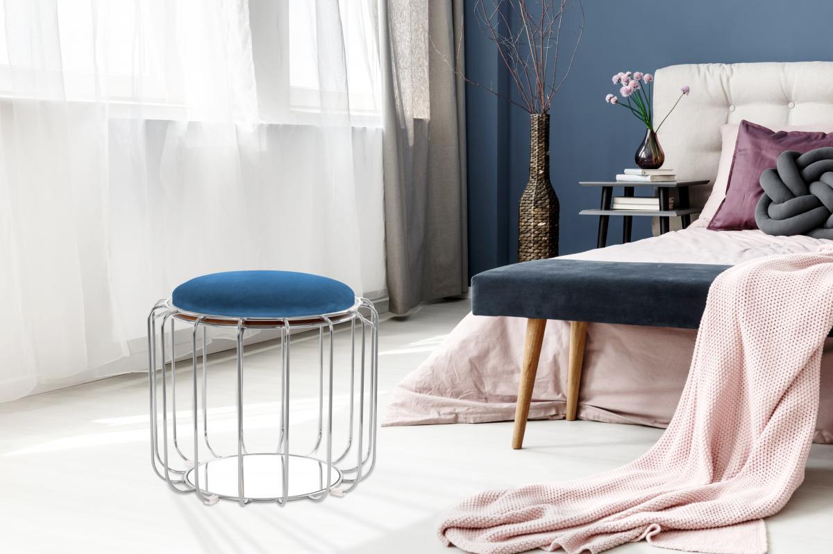 Kayoom Beistelltisch / Pouf Comfortable 110 Dunkelblau / Silber