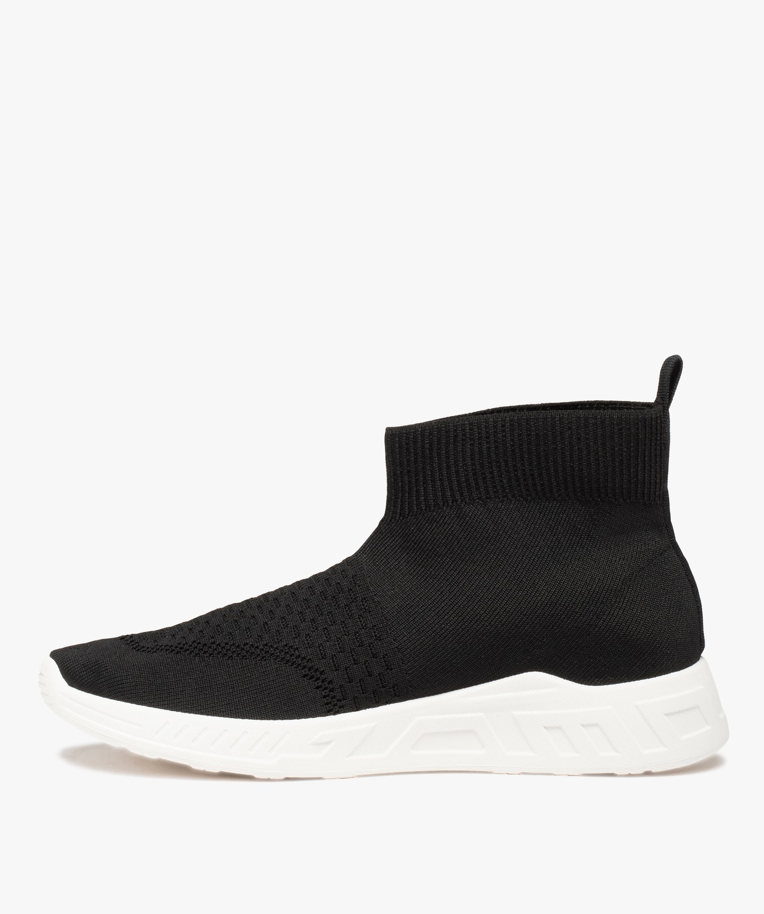 Baskets femme mid-cut en maille unie style chaussettes noir | GEMO