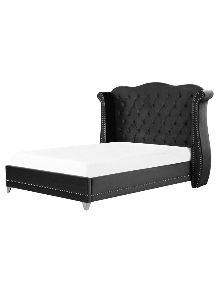 Beliani Doppelbett AYETTE in Schwarz - (W) 205 x (H) 154 x (L) 215 cm günstig kaufen onesize