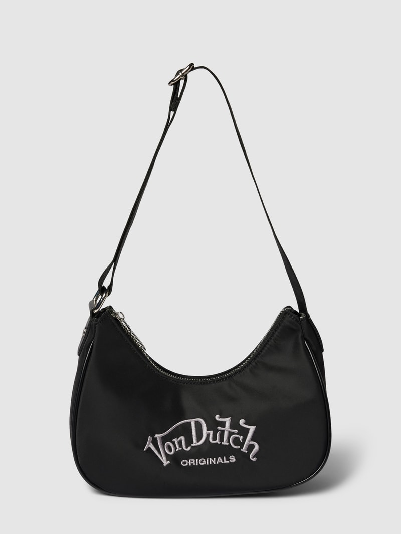Handtasche mit Label-Stitching Modell 'AMY' in schwarz