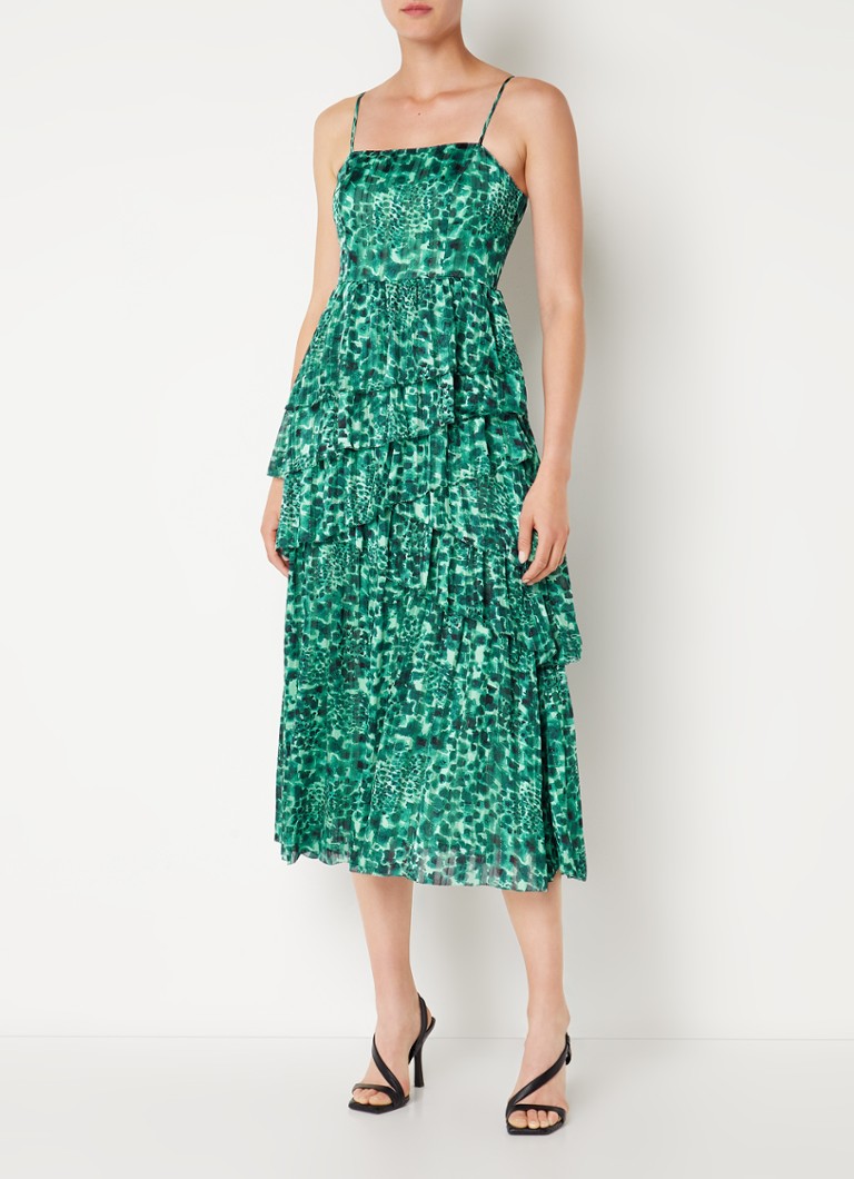 Whistles Watercolor layered midi dress with print