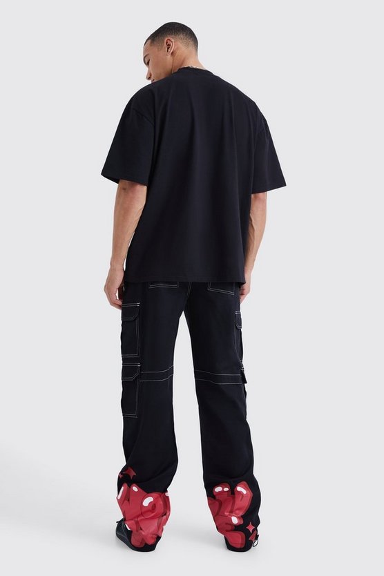 Tall lockere Cargo-Hose mit Grafitti-Print