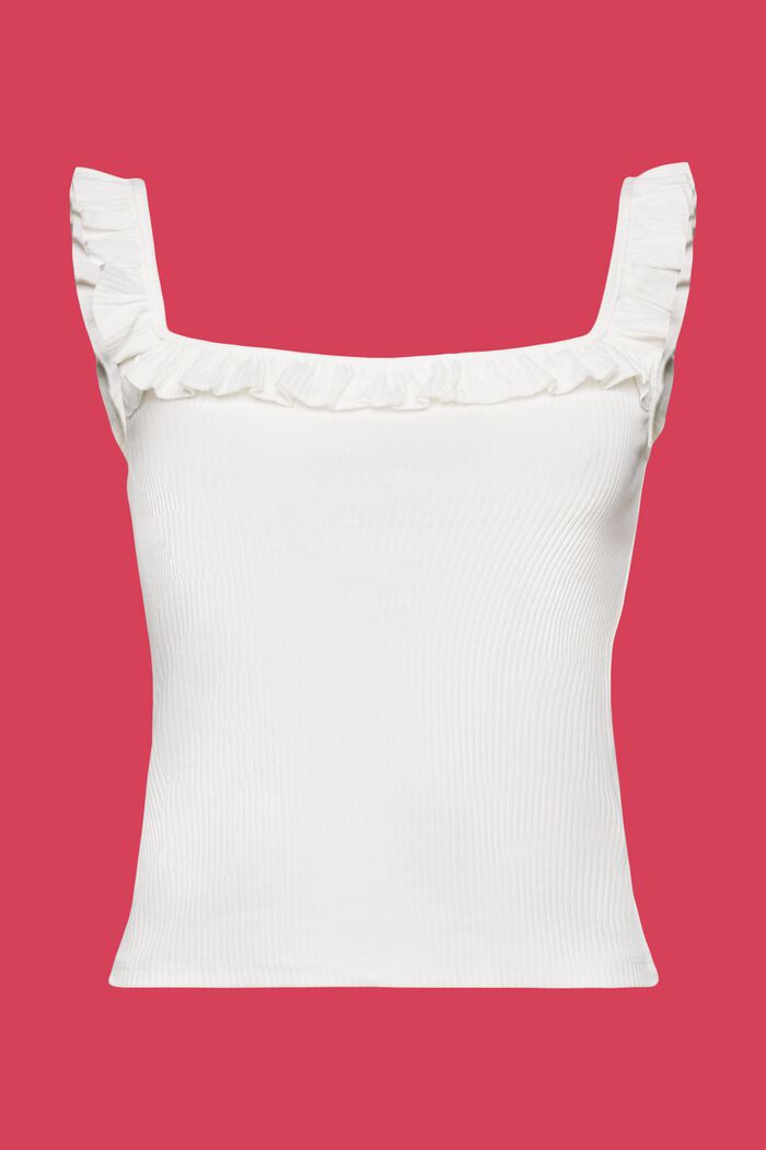 Geripptes Tanktop mit Rüschen