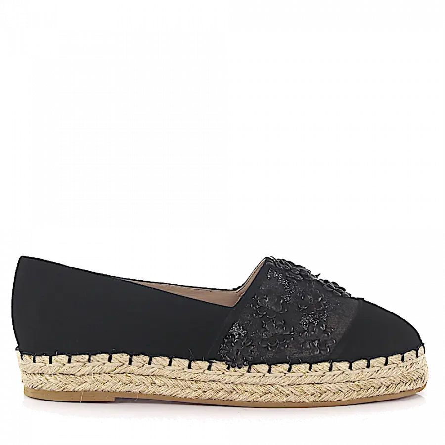 Elie Saab - Espadrilles Blumenmuster schwarz - schwarz