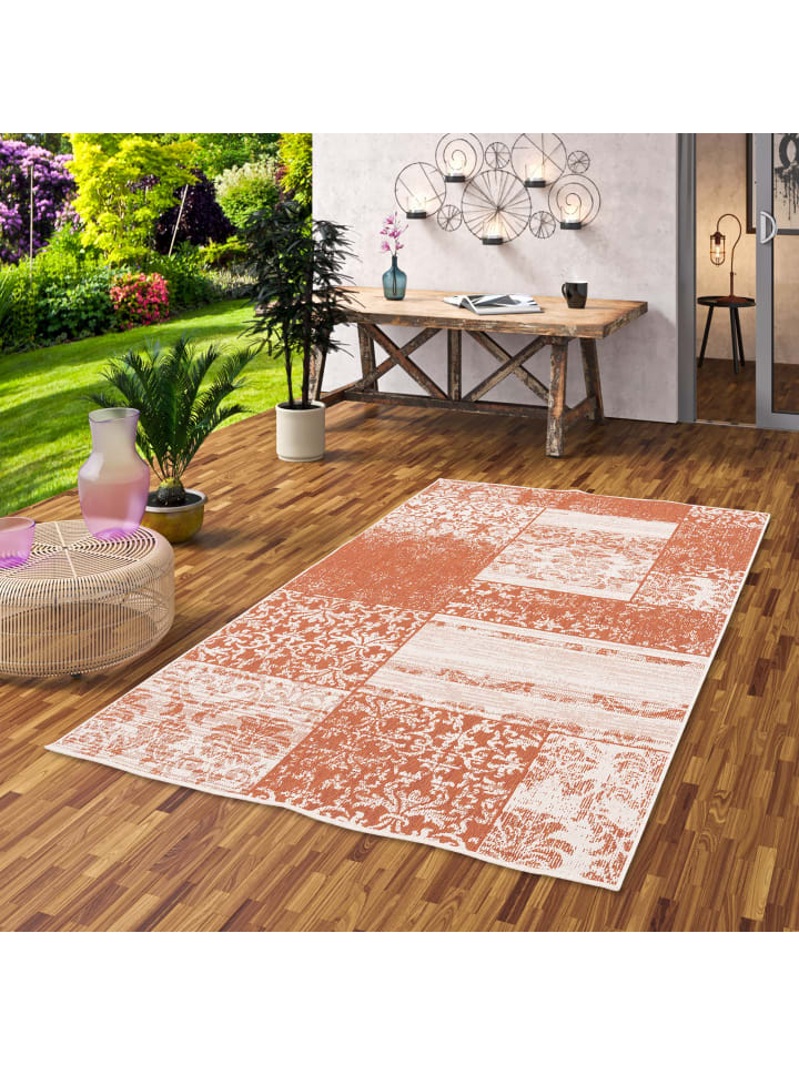 Pergamon In & Outdoor Teppich Carpetto Patchwork in Terracotta günstig kaufen