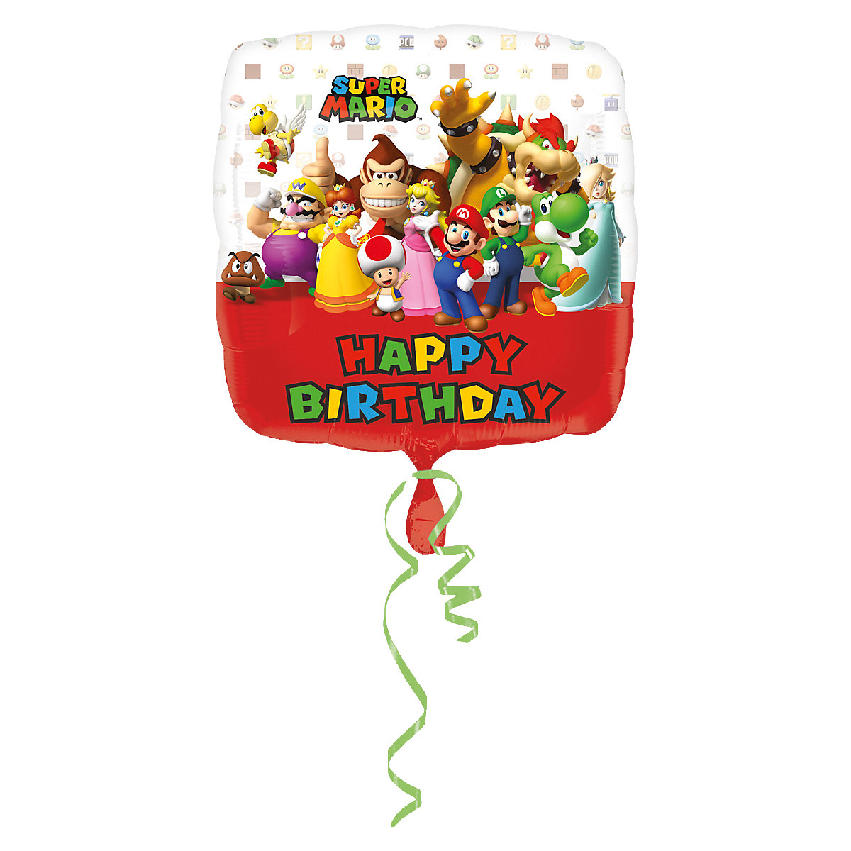 Folienballon Mario Bros Happy Birthday, viereckig