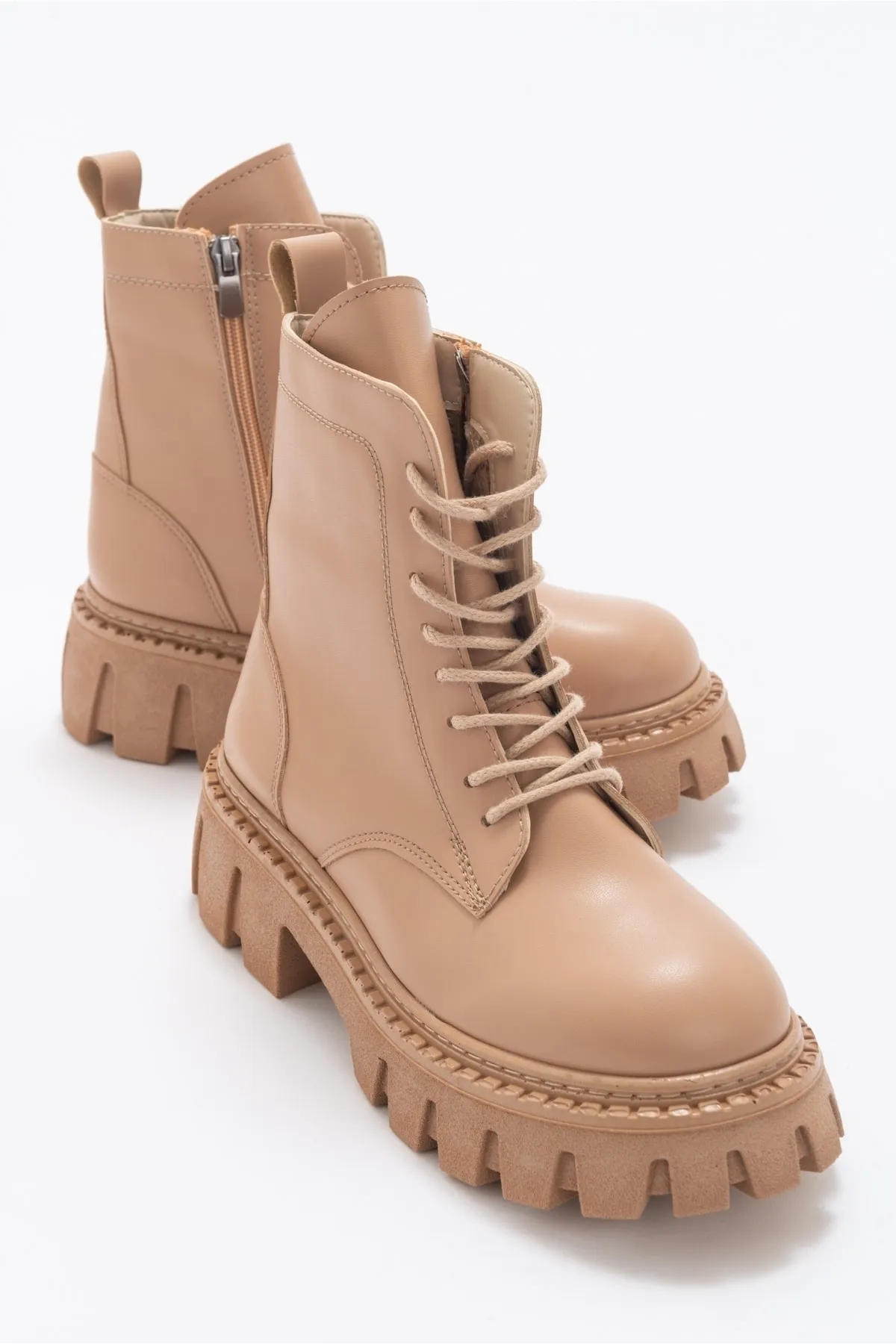 LuviShoes  Tool Dunkelbeige Damenstiefel