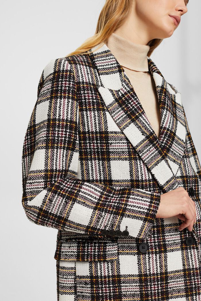 Einfarbiger, doppelreihiger Bouclé-Blazer