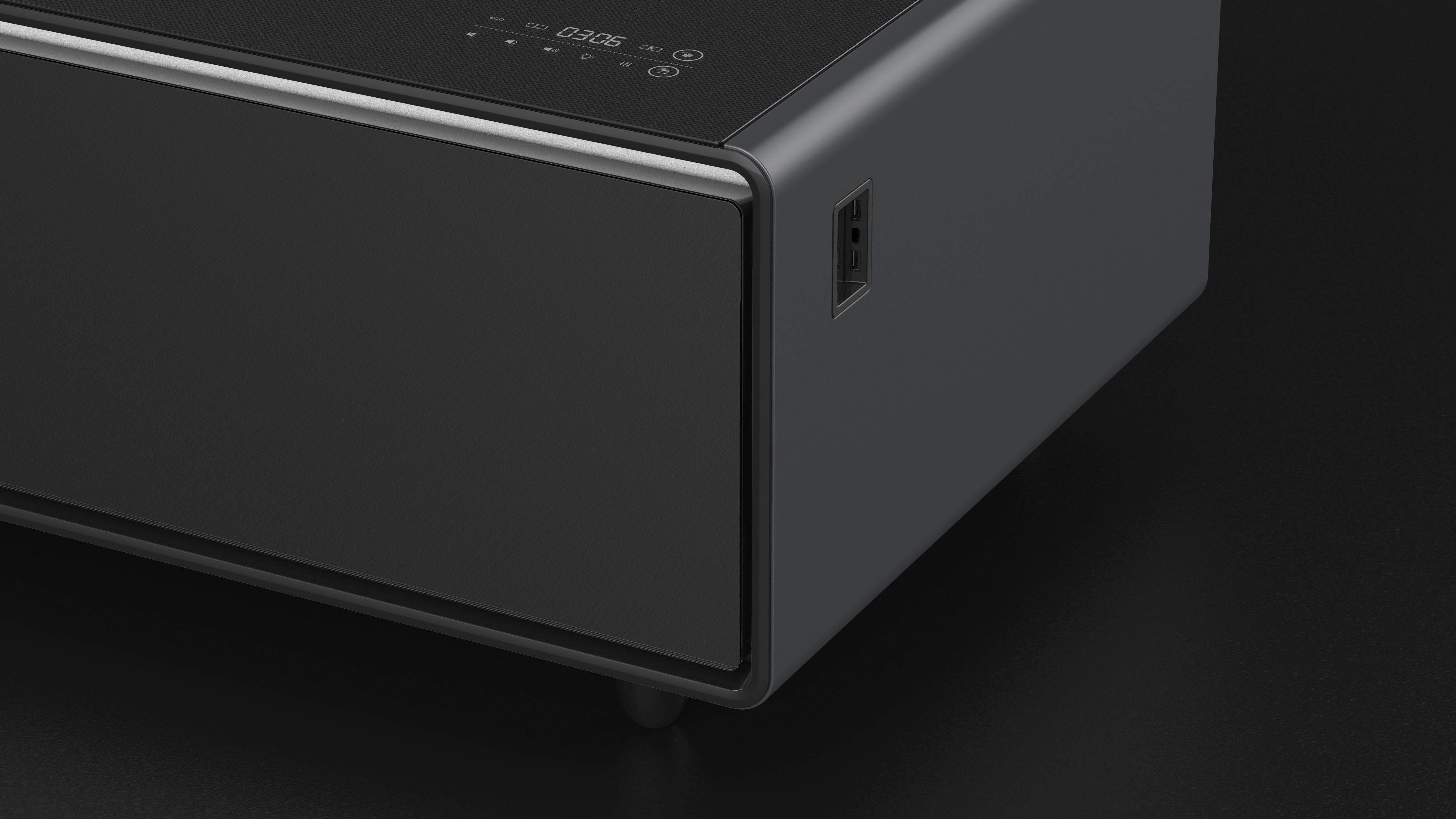 Caso Getränkekühlschrank 792, 46 cm hoch, 130,5 cm breit, Loungetisch mit Kühlfächern, Soundbar und Lademöglichkeiten