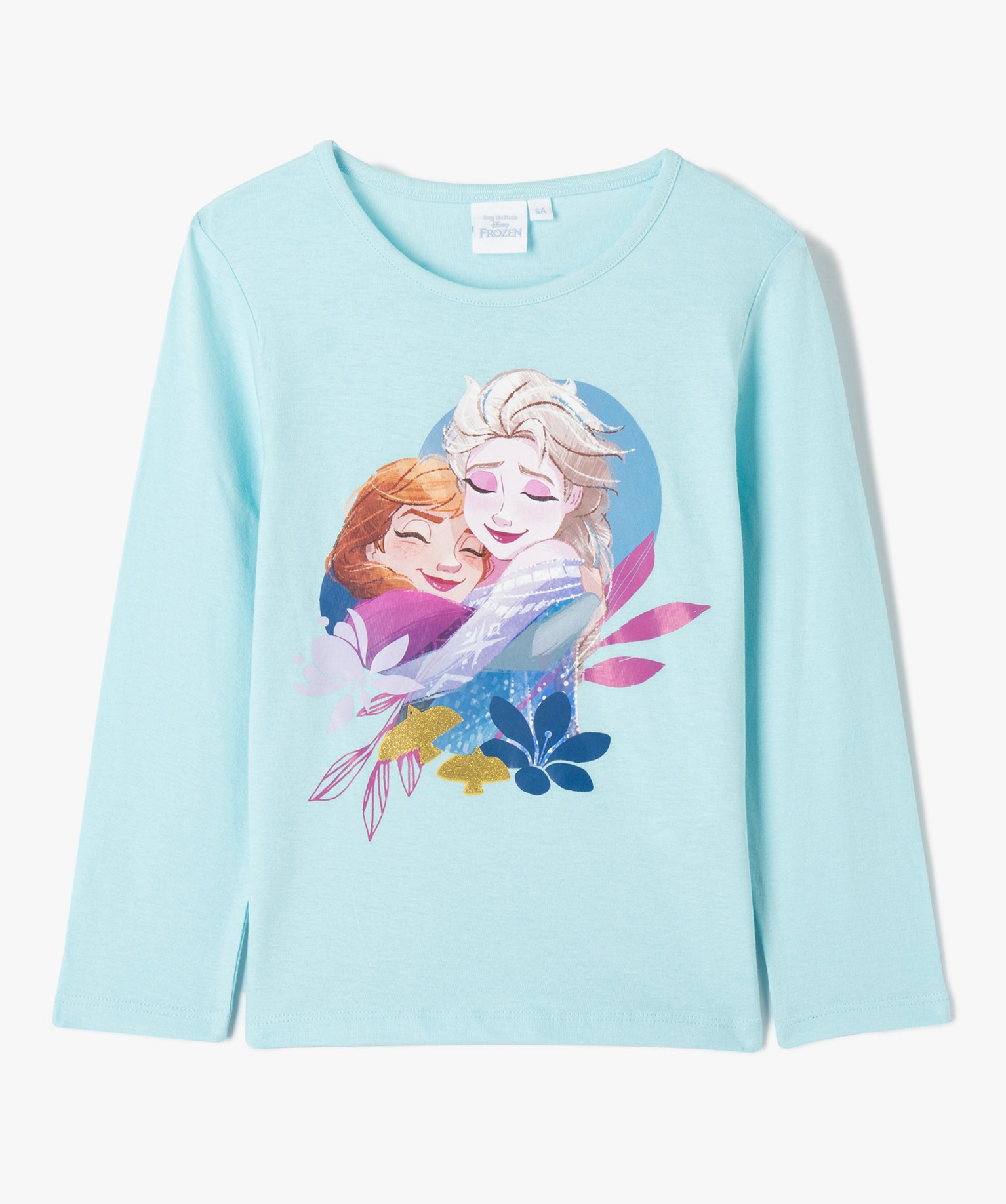 Tee-shirt fille à manches longues imprimé - La Reine des N... bleu | GEMO