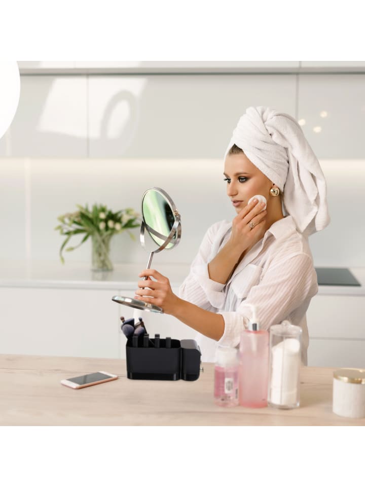 relaxdays Kosmetik Organizer in Schwarz/ Gold - (B)24 x (H)10 x (T)12,5 cm günstig kaufen onesize