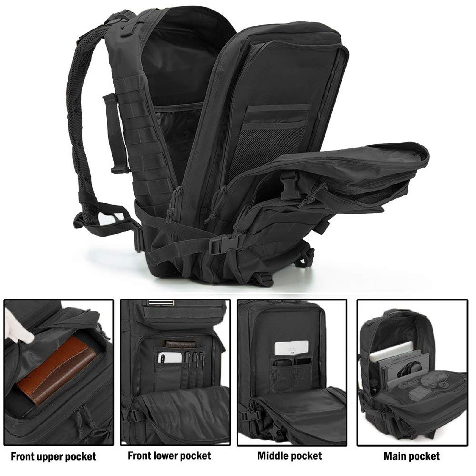 TAN.TOMI Rucksack Taktischer Rucksack, 40L, Hohe Kapazität, Für Wandern, Jagd, Trekking und andere Outdooraktivitäten